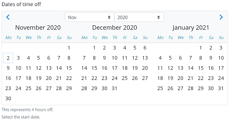 Time Off Dates